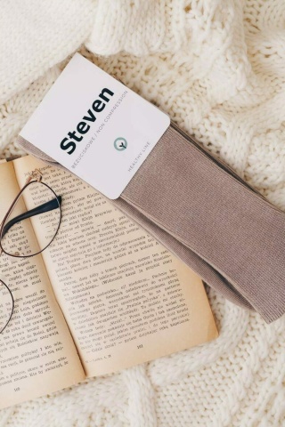 Sosete bumbac unisex, fara compresie, Steven S018-BEJ
