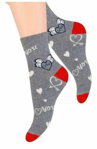 Sosete dama cu model Love you - Steven S099-454 gri