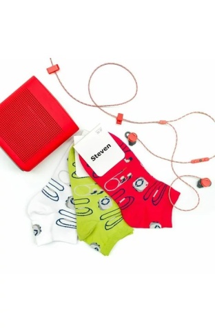 Sosete scurte barbati / adolescenti, model headphones - Steven S025-012H malina - Img 3