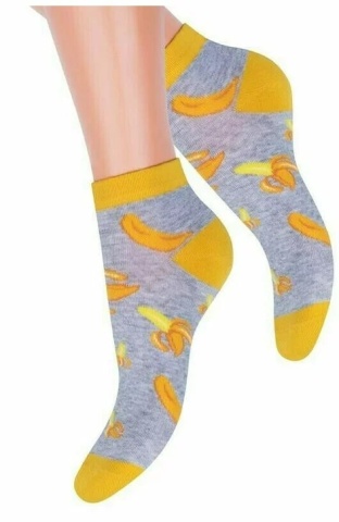 Sosete scurte dama, model banane - Steven S114-023K gri - Img 2