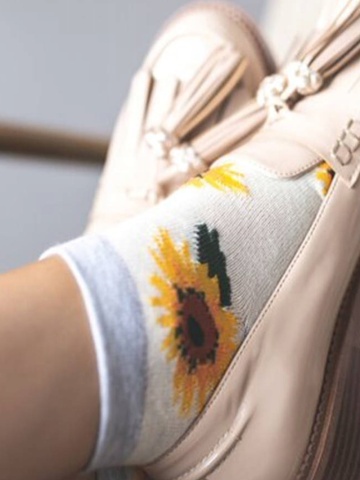 Sosete scurte dama, model floral - Steven S114-019K ecru