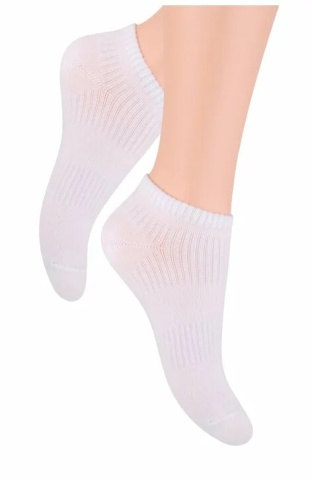 Sosete scurte unisex, din bumbac, culoare alb - Steven S024-ALB