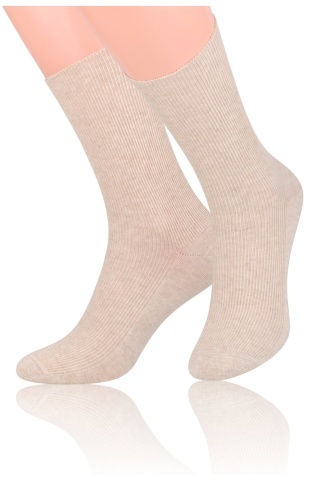 Sosete unisex, fara compresie, Steven S018-BEJM, bej melange