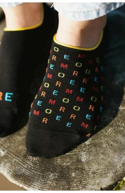 Talpici dama - Sosete dama - din bumbac, cu model asimetric - Happy socks - More S005-006 negru - Img 1
