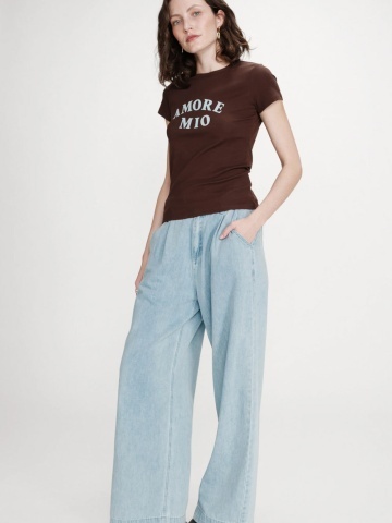 Tricou dama Valerio chocolate din bumbac - Img 4