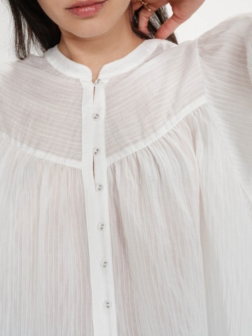 Bluza Vanille ivory lejera cu maneci usor bufante - Img 2
