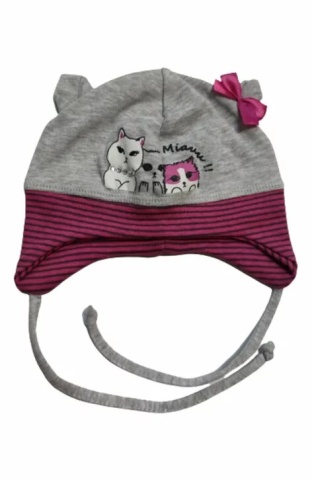 Caciula din bumbac pentru fetite 6-12 luni - AJS 38-022 multicolor