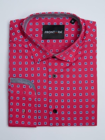 Camasa premium barbati, bumbac, slim fit - FRONTERA - roz cu bezati - Img 3