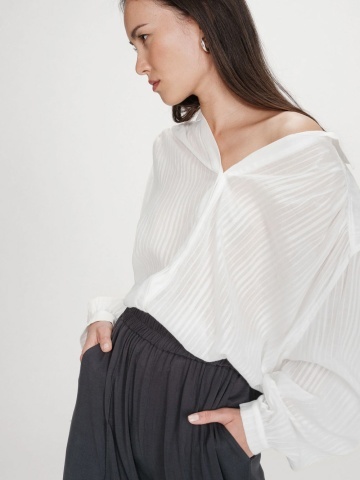 Pantaloni Pax gri inchis, largi cu talie elastica - Img 3