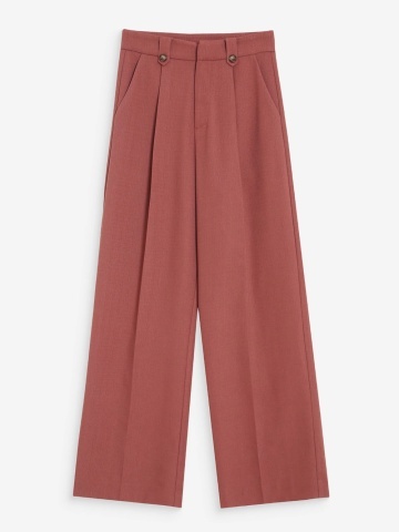 Pantaloni Pierre caramizii drepti cu talie medie-inalta si pliuri - Img 7