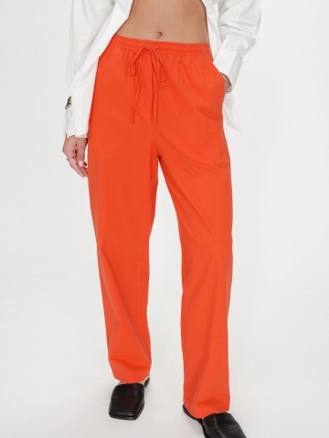 Pantaloni Rhode sanguine drepti din bumbac cu talie ajustabila