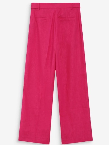Pantaloni Vanelis din in fucsia cu talie inalta - Img 9