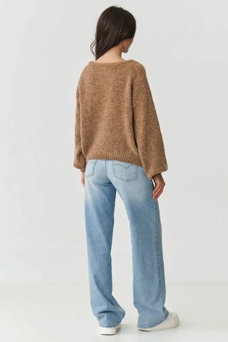 Pulover clasic dama cu adaos de mohair si lana, ocru - S168 - Img 3