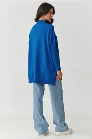 Pulover oversize, la baza gatului pentru femei, albastru jeans - S164 - Img 3