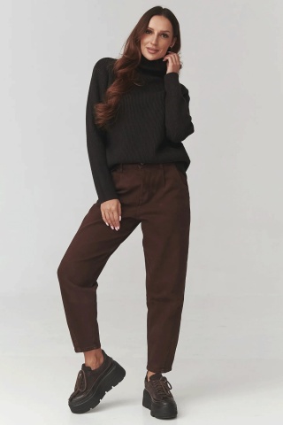 Pulover pe gat clasic pentru femei, chocolate - C20 - Img 2