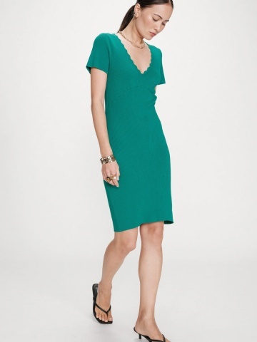 Rochie Valeriane verde turcoaz mulata din tricot fin - Img 3