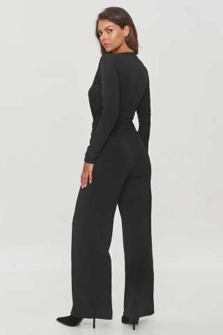 Salopeta eleganta dama cu pantaloni largi, neagra - M851 - Img 3