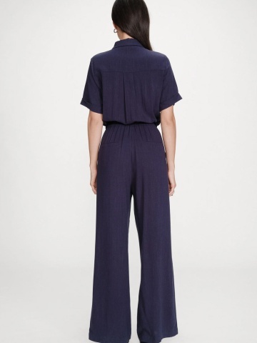 Salopeta Vanelle navy blue lunga cu maneca scurta - Img 5