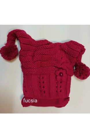 Set caciula si fular pentru fete 1,5-5 ani - AJS 24-248 fucsia, gri, mov pruna, roz deschis, mov, alb - Img 3