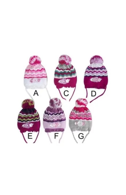 Set caciula si fular pentru fete 1,5-5 ani - AJS 26-248 mov, fucsia, alb, gri, burgund - Img 2