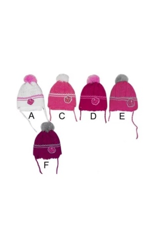 Set caciula si fular pentru fete 1,5-5 ani - AJS 26-258 roz, fucsia, magenta, alb, grena - Img 2