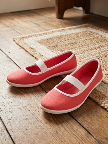 Balerini textili portocaliu-coral cu bareta elastica - IGA 1765 - Img 2