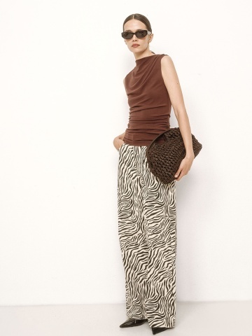 Blugi Socca largi loose-fit cu talie inalta si imprimeu zebra - Img 9
