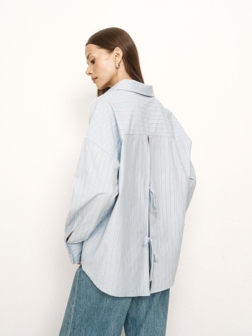 Camasa Valerie bleu oversize cu dungi - Img 10