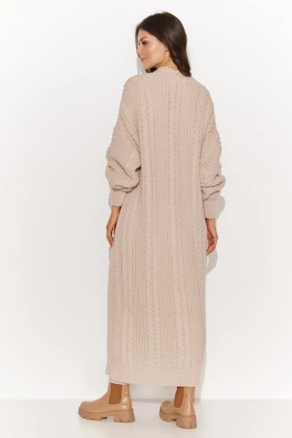 Cardigan lung tricotat de dama, nude - Makadamia NU_S91 - Img 3