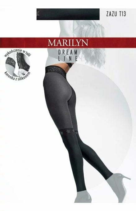 Ciorapi cu model, banda silicon - Marilyn Zazu Stars T13, 60 DEN - negru - Img 3
