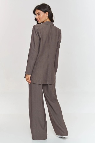 Compleu dama cu sacou si pantaloni largi, culoarea mocha - M883 - Img 4