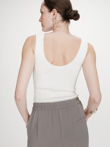 Pantaloni Noblesse kaki wide-leg cu talie medie-inalta - Img 4