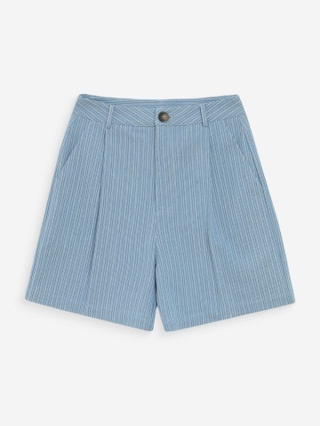 Pantaloni scurti Vars wide-leg din denim cu talie inalta - Img 6