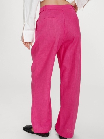 Pantaloni Vanelis din in fucsia cu talie inalta - Img 6