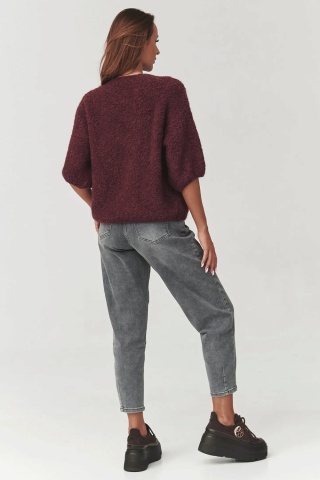 Pulover cu maneca pana la cot, burgund, marime universala - C8 - Img 3