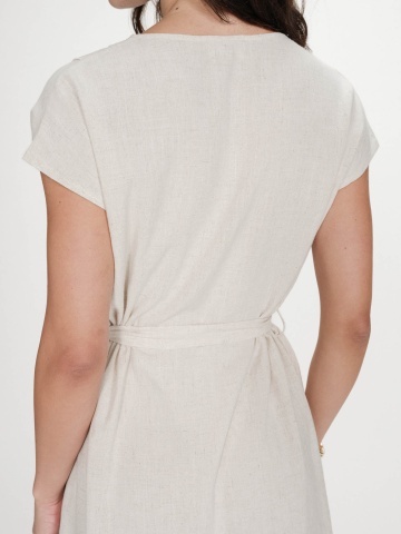Rochie de vara Marilou nisipie scurta cu decolteu in V - Img 4