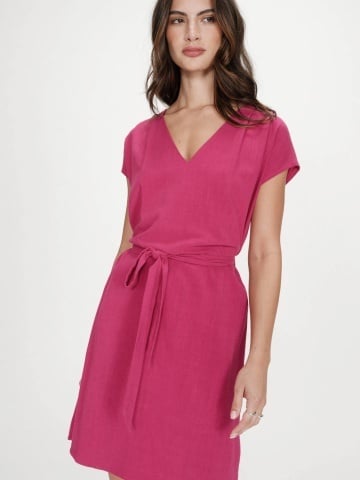 Rochie de vara Marilou roz inchis scurta cu decolteu in V