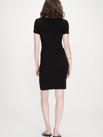 Rochie Valeriane neagra mulata din tricot fin - Img 4