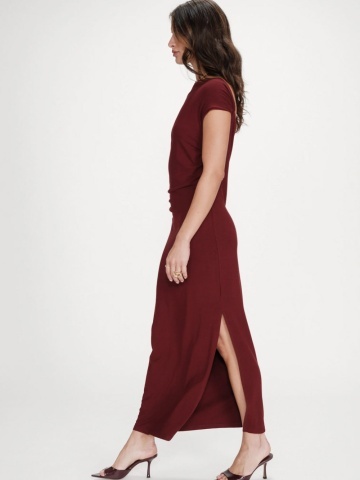 Rochie Vanity lunga rosie cu umar asimetric - Img 3