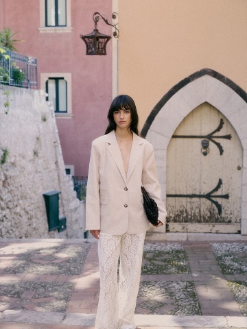 Sacou Velvet vanilie drept cu dungi fine albe - Img 19