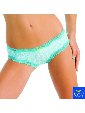 Set 2 chiloti hip bikini dama din bumbac, imprimeu floral cu dantela - Key LPP791
