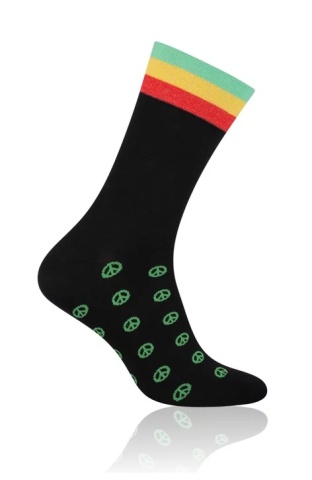 Sosete barbati, model Peace - More S079044 negru detaliu verde