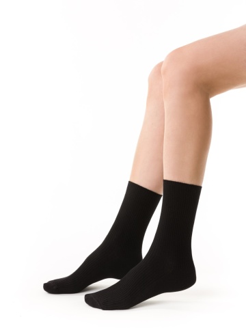 Sosete bumbac dama, fara compresie - Steven S062-010 negru