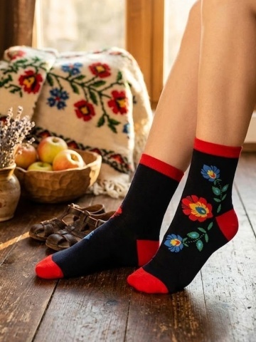 Sosete dama, colectia folk - Steven S118K037 negru