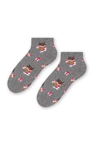 Sosete scurte unisex, model Craciun - Steven S136-M004 gri melange