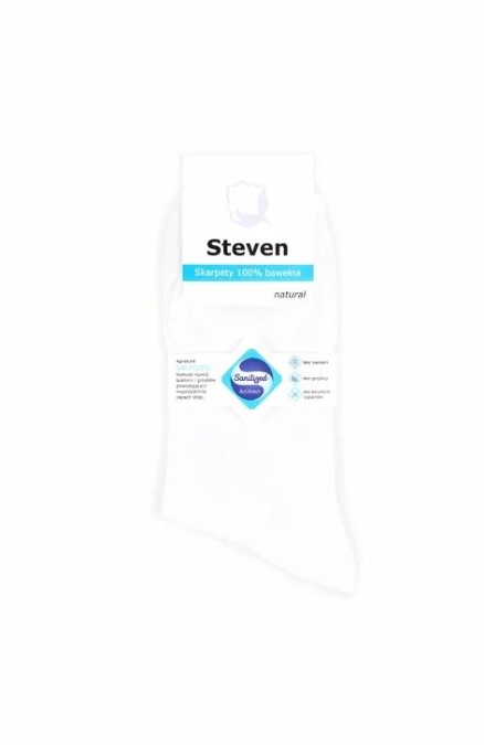 Sosete unisex, bumbac 100%, fara compresie, culoare alb - Steven S055-ALB - Img 2