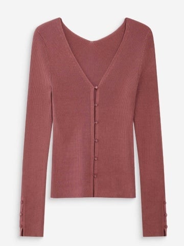 Top Volage caramiziu tip cardigan din tricot - Img 7