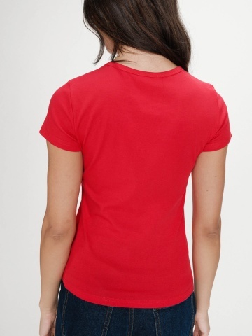 Tricou dama Valerio rosu din bumbac - Img 5