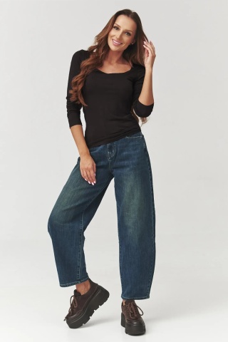 Bluza dama cu guler patrat, neagra - C10 - Img 2