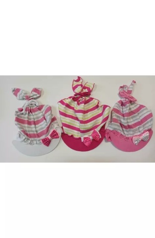 Caciulita de vara din bumbac pentru fetite 18-36 luni - AJS 28-143 roz, fucsia, alb - Img 3